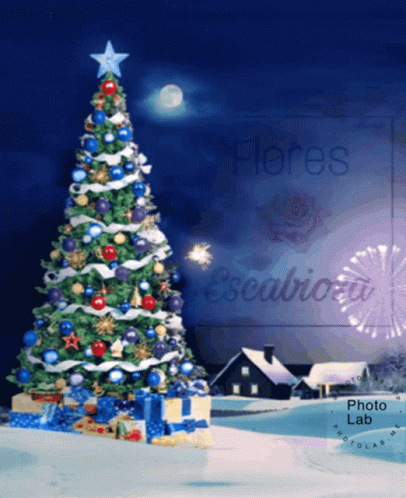 Arbol Navidad Flores Animatie Gif